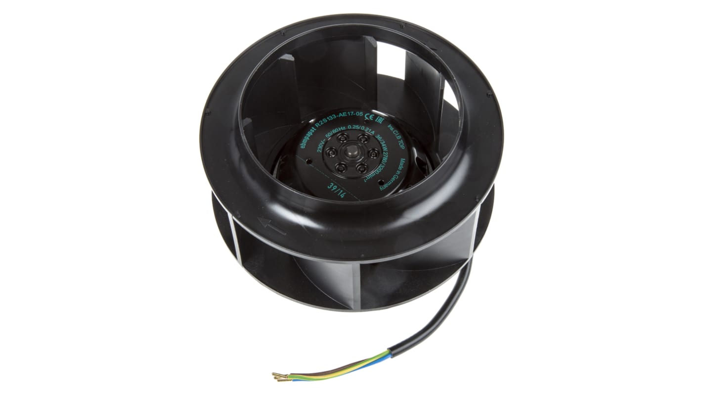 Ventilateur centrifuge ebm-papst, 280m³/h, 230 V ac