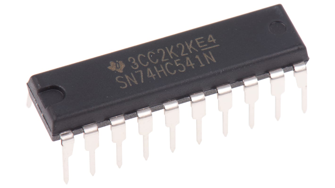 Texas Instruments SN74HC541N, Buffer, line driver, HC, 3-State, Ikke-inverterende, 20 ben PDIP