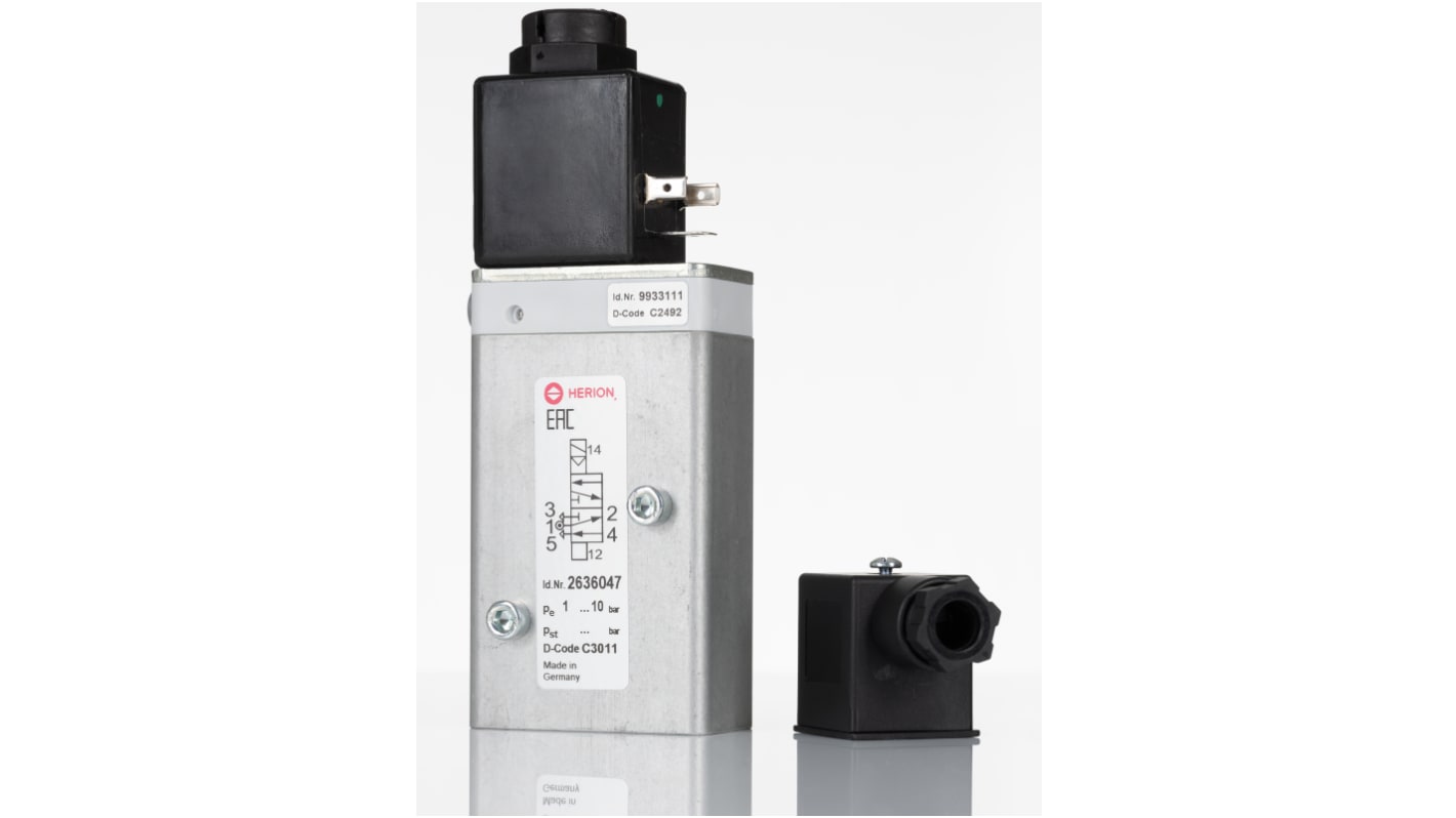 Valvola pilota con solenoide Norgren, G 1/4, funzione 5/2, azionamento Solenoide