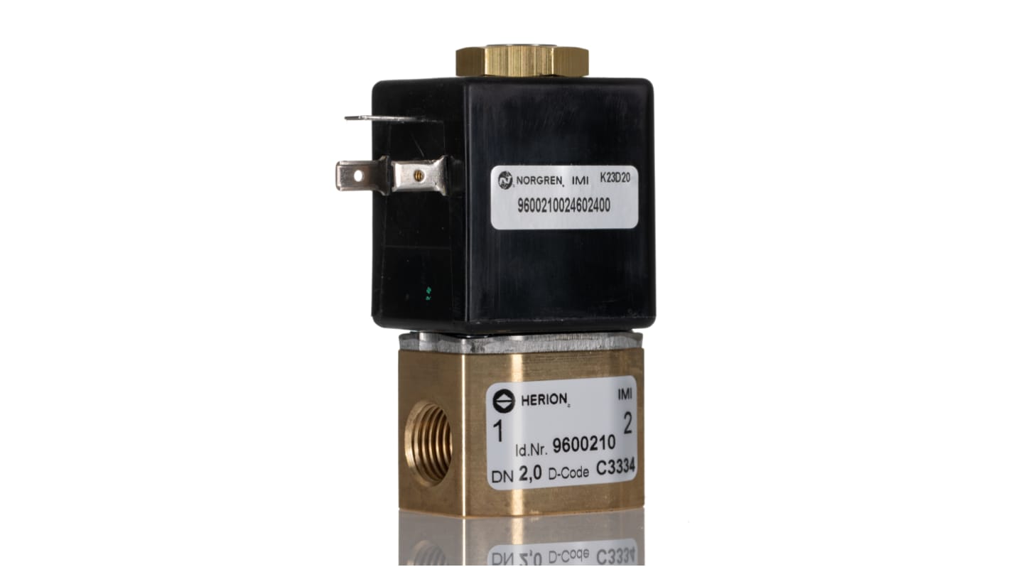 Elettrovalvola a Solenoide Norgren, G 1/4, funzione NC, azionamento Solenoide, 24V cc