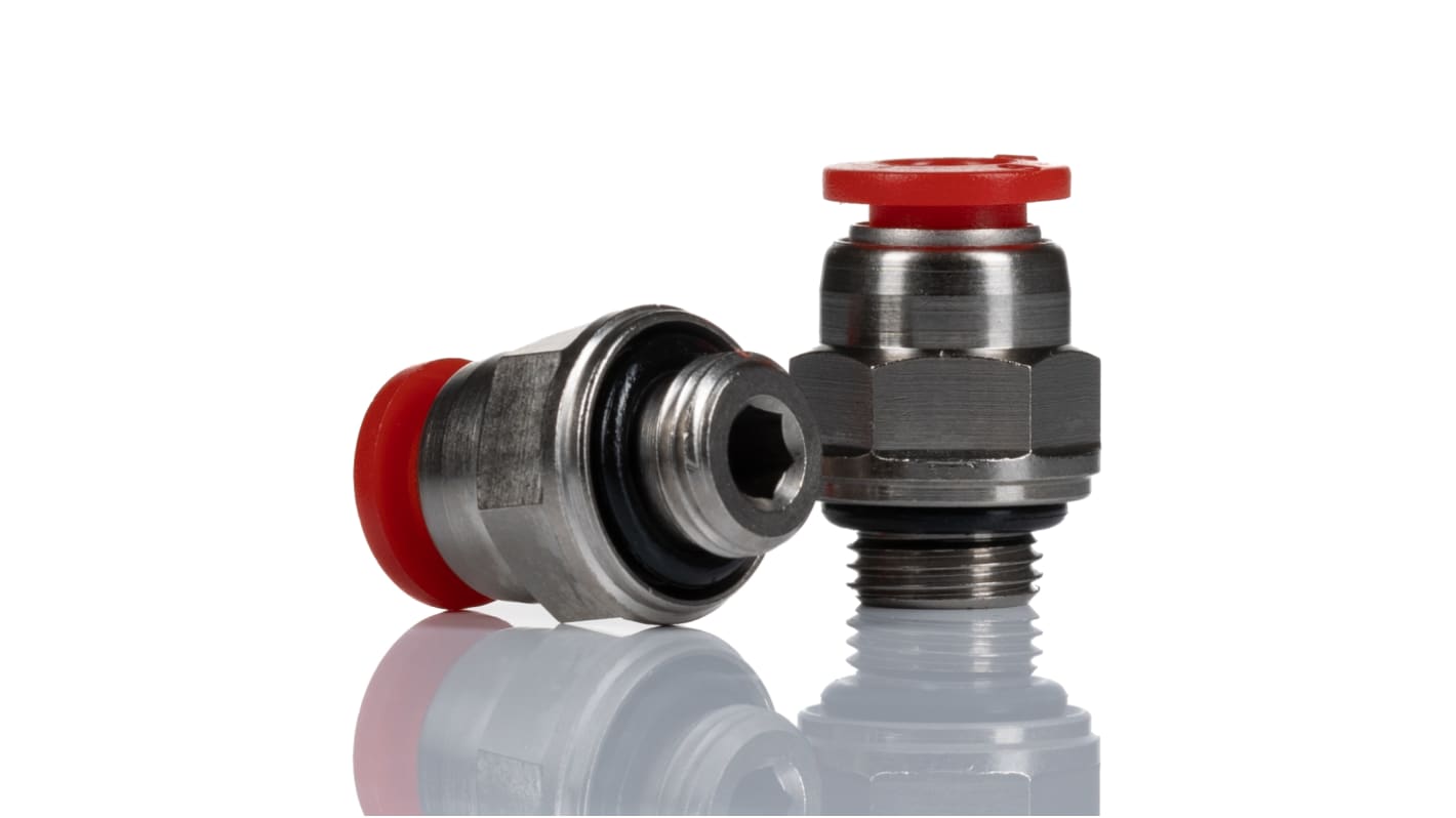 Pneufit C Series Straight Fitting, G 1/8 Male to Push In 6 mm, ThreadedtoTube