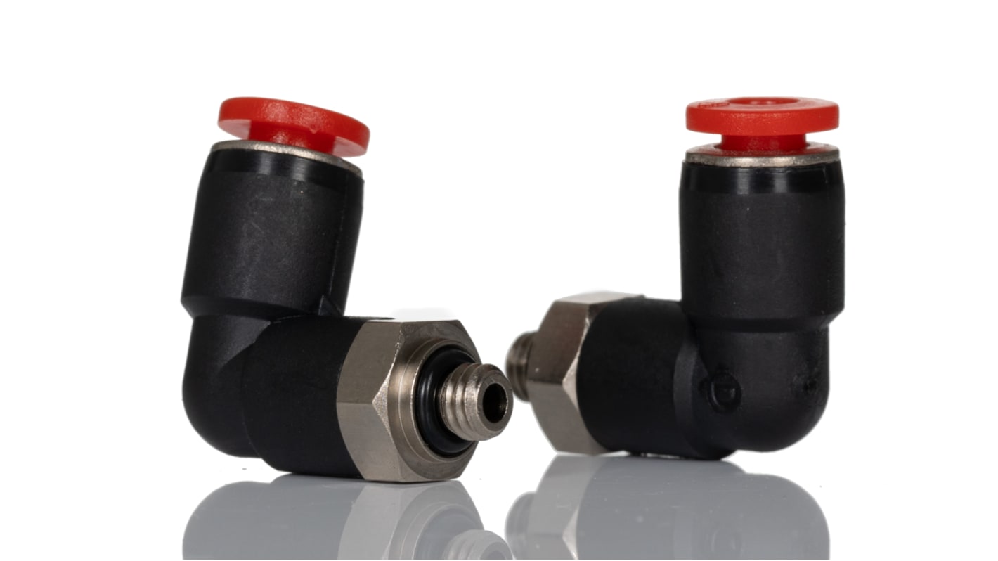 C02470405 Pneufit C Series Series Pushin Fitting, Push In 5 mm to M5, Threadedto