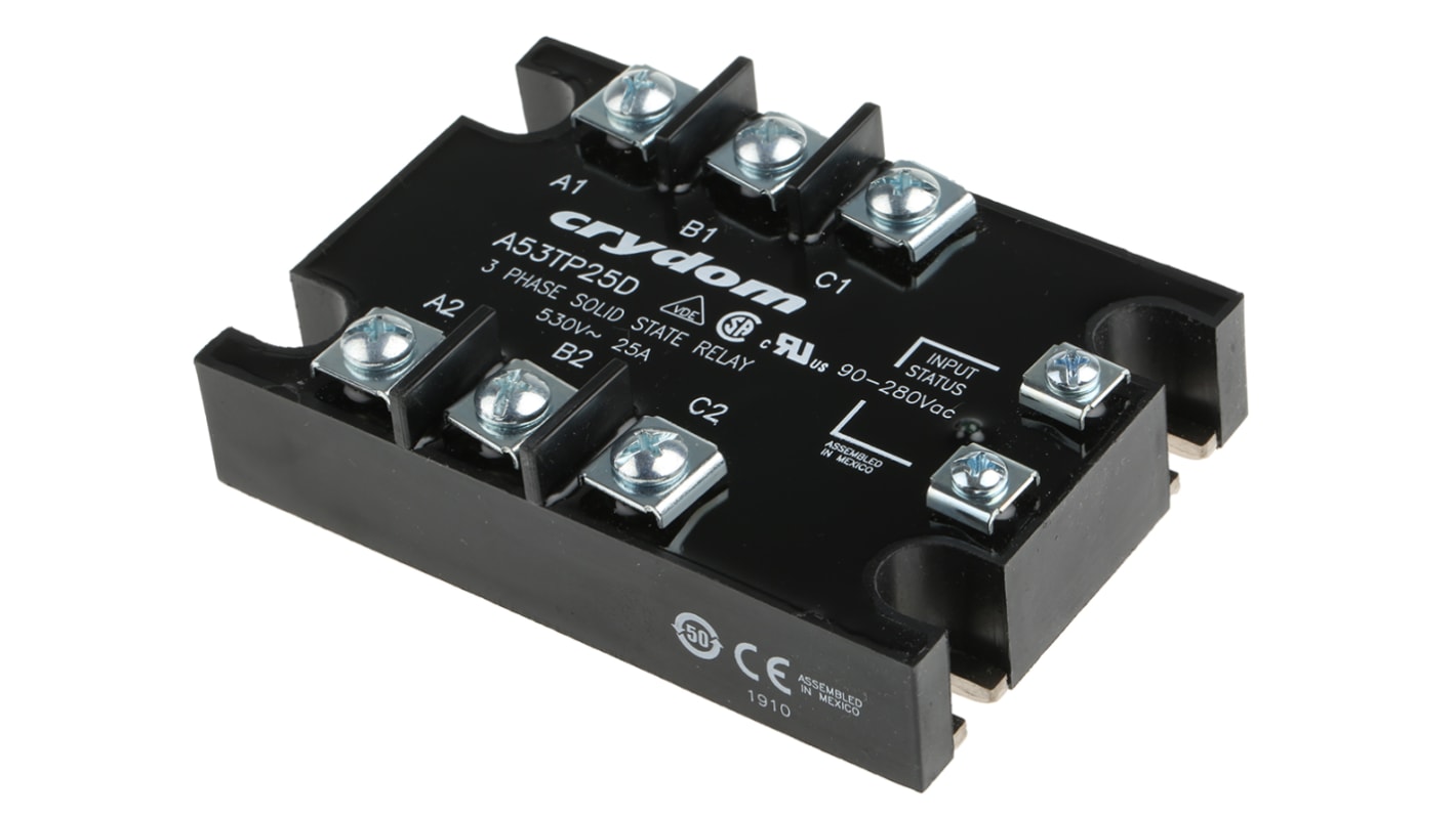 Sensata Crydom 53TP Series Solid State Relay, 25 A rms Load, Panel Mount, 530 V rms Load, 280 V rms Control