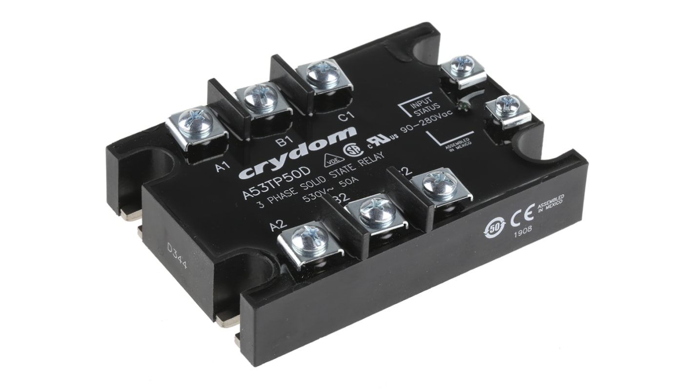 Sensata / Crydom 53TP Series Solid State Relay, 50 A rms Load, Panel Mount, 530 V rms Load, 280 V rms Control