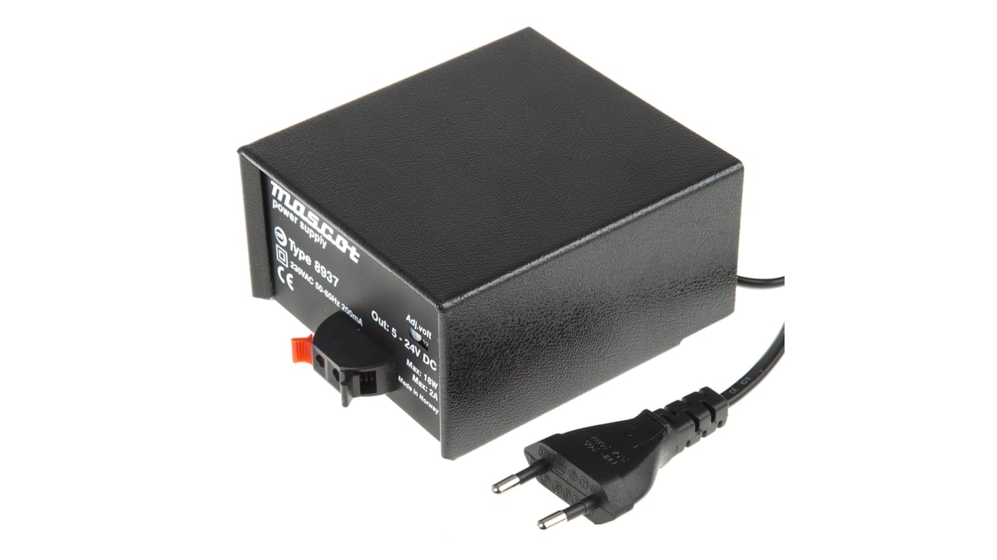 Adapter AC/DC Uwy 5 → 24V dc Iwy 2A Zacisk z zatrzaskiem 18W, typ wtyczki: Wtyk europejski