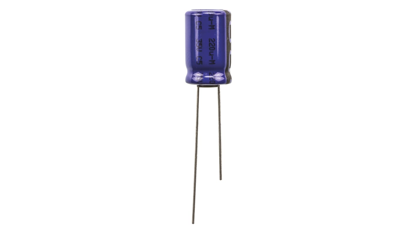 Vishay 136 RVI, THT Aluminium-Elektrolyt Kondensator 220μF ±20% / 35V dc, Ø 10mm x 16mm, bis 105°C