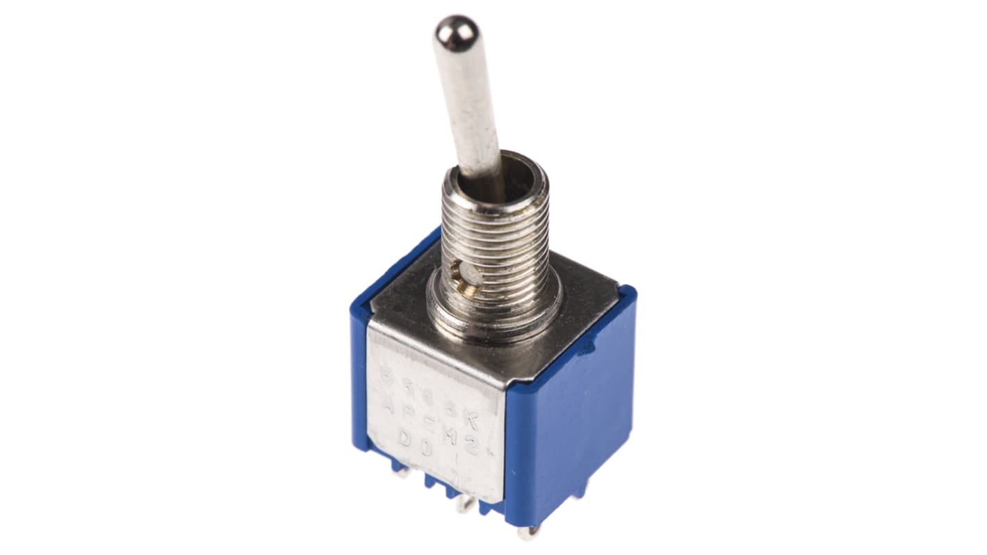 APEM Toggle Switch, Panel Mount, On-On, DPST, Solder Terminal