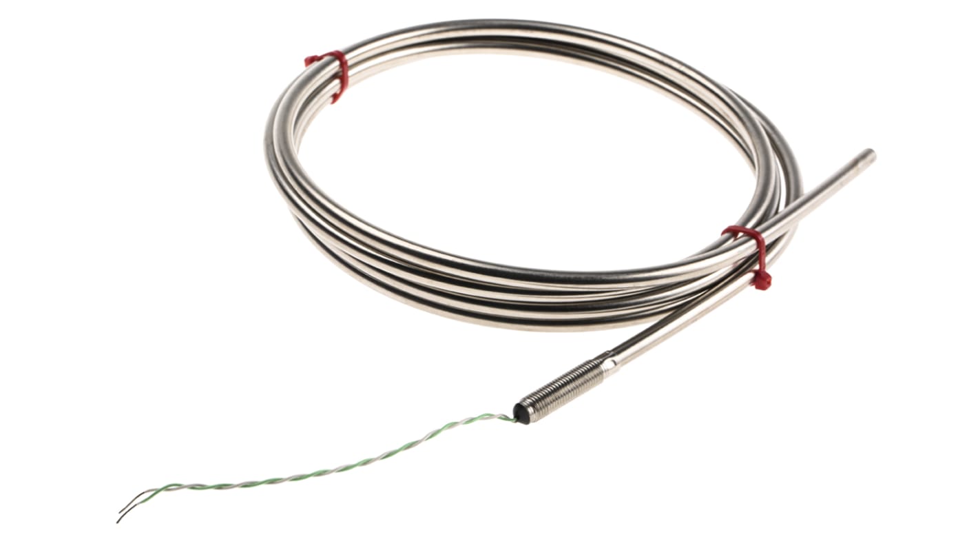 Termopar tipo K RS PRO, Ø sonda 6mm x 2m, temp. máx +1100°C, cable de 100mm, conexión Extremo de cable pelado