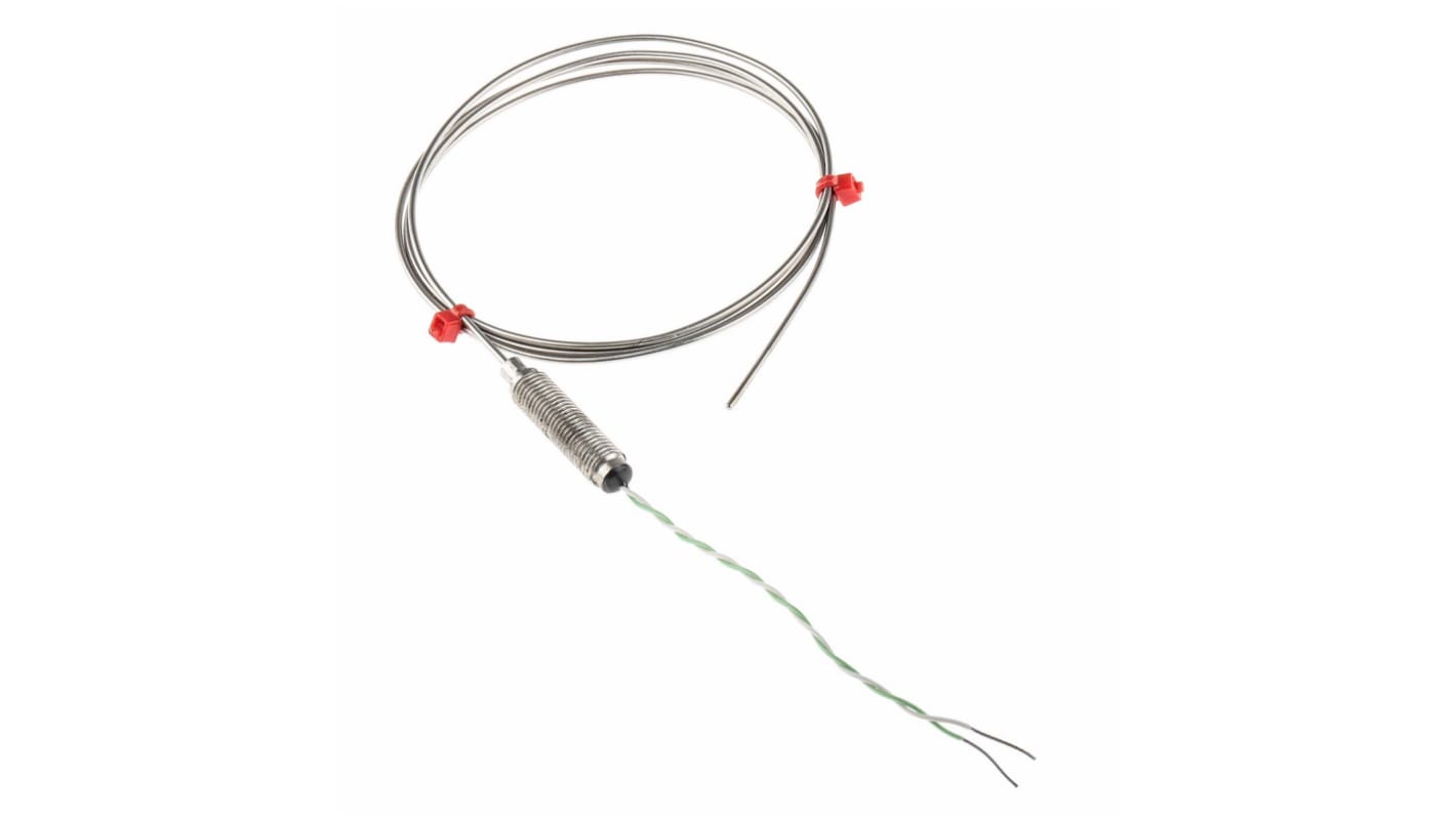 Termopar tipo K RS PRO, Ø sonda 1.5mm x 1m, temp. máx +1100°C, cable de 100mm, conexión Extremo de cable pelado