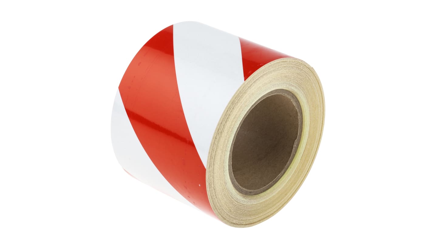 RS PRO Red/White Reflective Tape 100mm x 25m