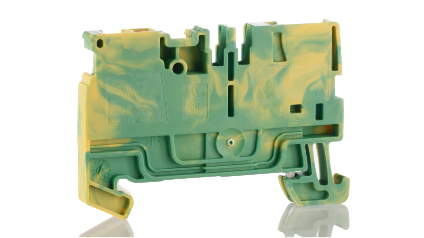 Rockwell Automation 1492-P Series Green/Yellow Feed Through Terminal Block