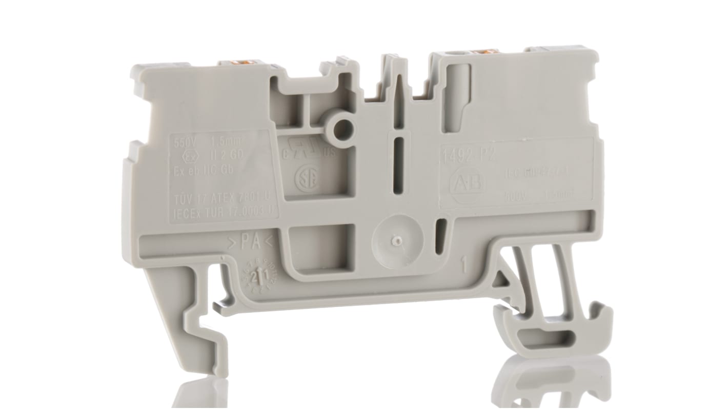 Bloc de jonction rail DIN Rockwell Automation 1492-P, 1.5mm², Enfichable, Gris