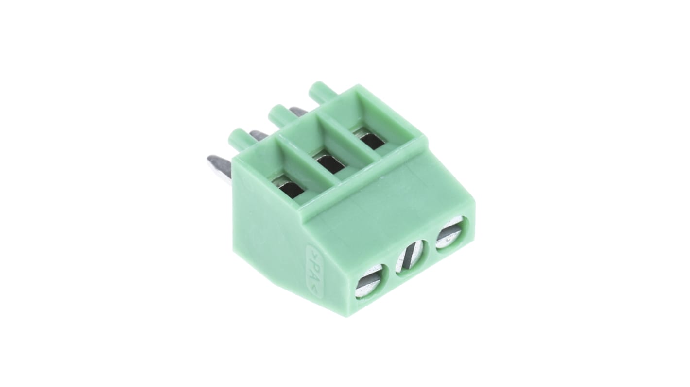 Phoenix Contact MPT 0.5/ 3-2.54 Series PCB Terminal Block, 3-Contact, 2.54mm Pitch, Through Hole Mount, 1-Row, Screw