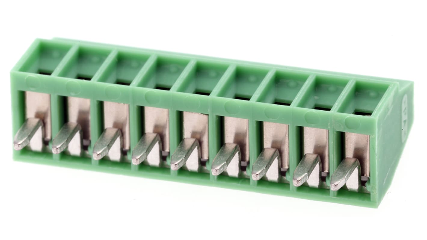 Phoenix Contact MPT 0.5/9-2.54 Series PCB Terminal Block, 9-Contact, 2.54mm Pitch, Through Hole Mount, 1-Row, Screw