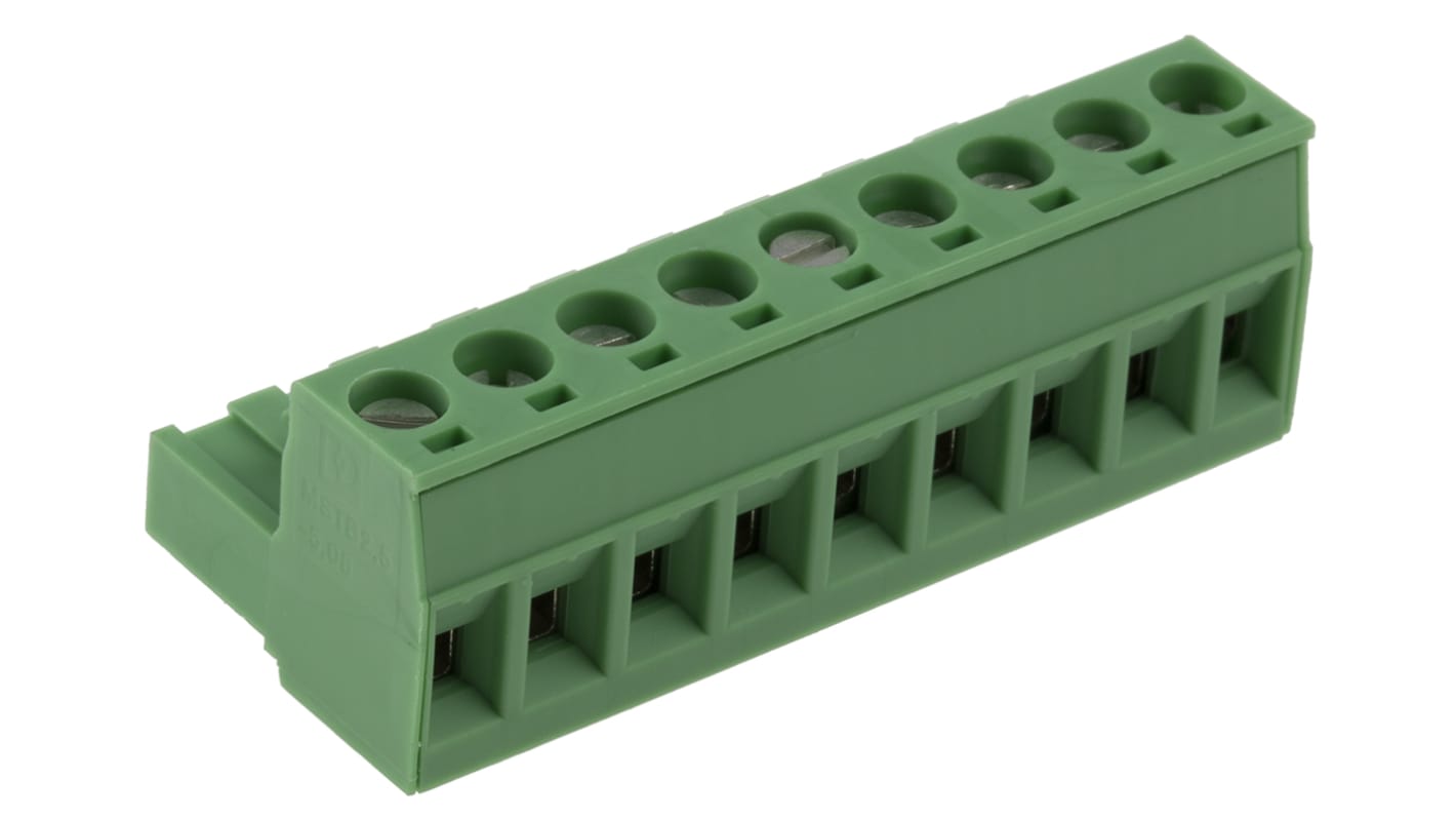 Phoenix Contact 5.08mm Pitch 9 Way Pluggable Terminal Block, Plug, Cable Mount, Screw Termination