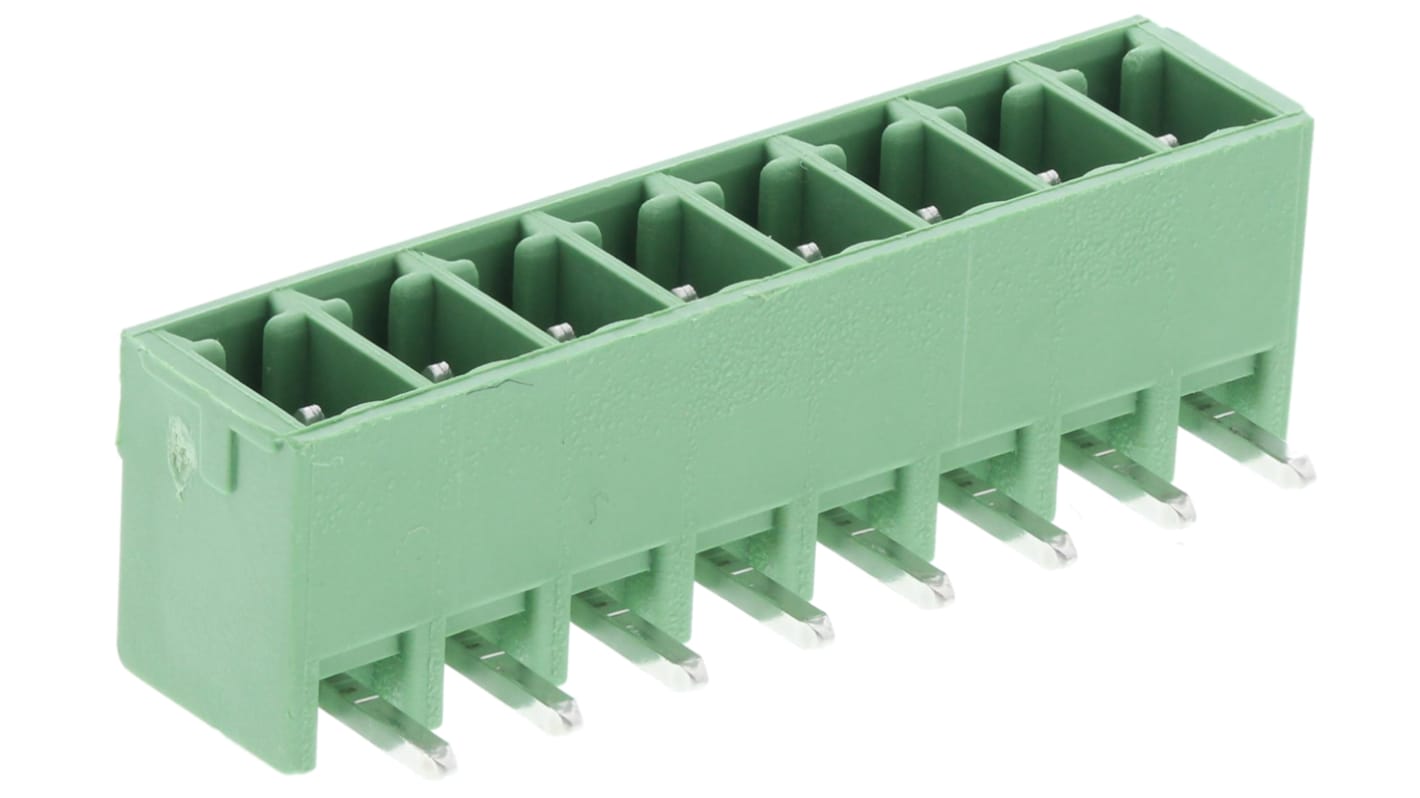 Phoenix Contact 3.81mm Pitch 8 Way Right Angle Pluggable Terminal Block, Header, Through Hole, Solder Termination