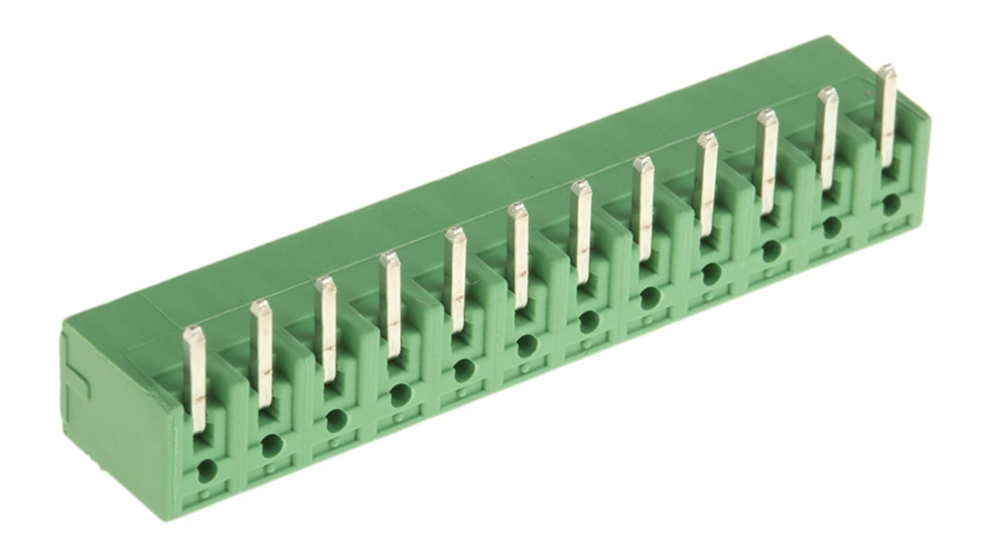 Phoenix Contact 3.81mm Pitch 12 Way Right Angle Pluggable Terminal Block, Header, Through Hole, Solder Termination