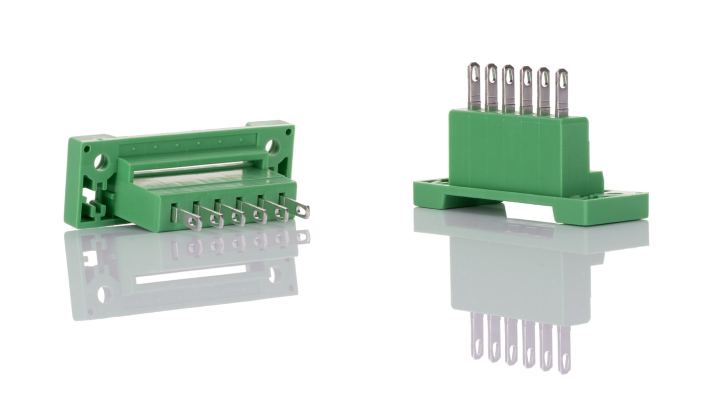 Borne enchufable para PCB Macho Phoenix Contact COMBICON Control de 6 vías, 12A, 320 V, Argolla de soldadura, de color