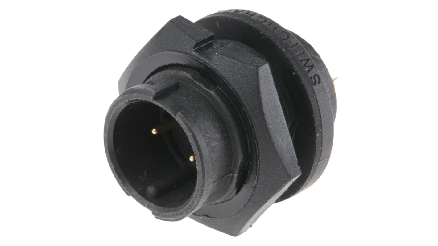 Switchcraft EN3 Rundsteckverbinder Stecker 2-polig / 7.5A, Tafelmontage, Lötanschluss IP68, IP69K