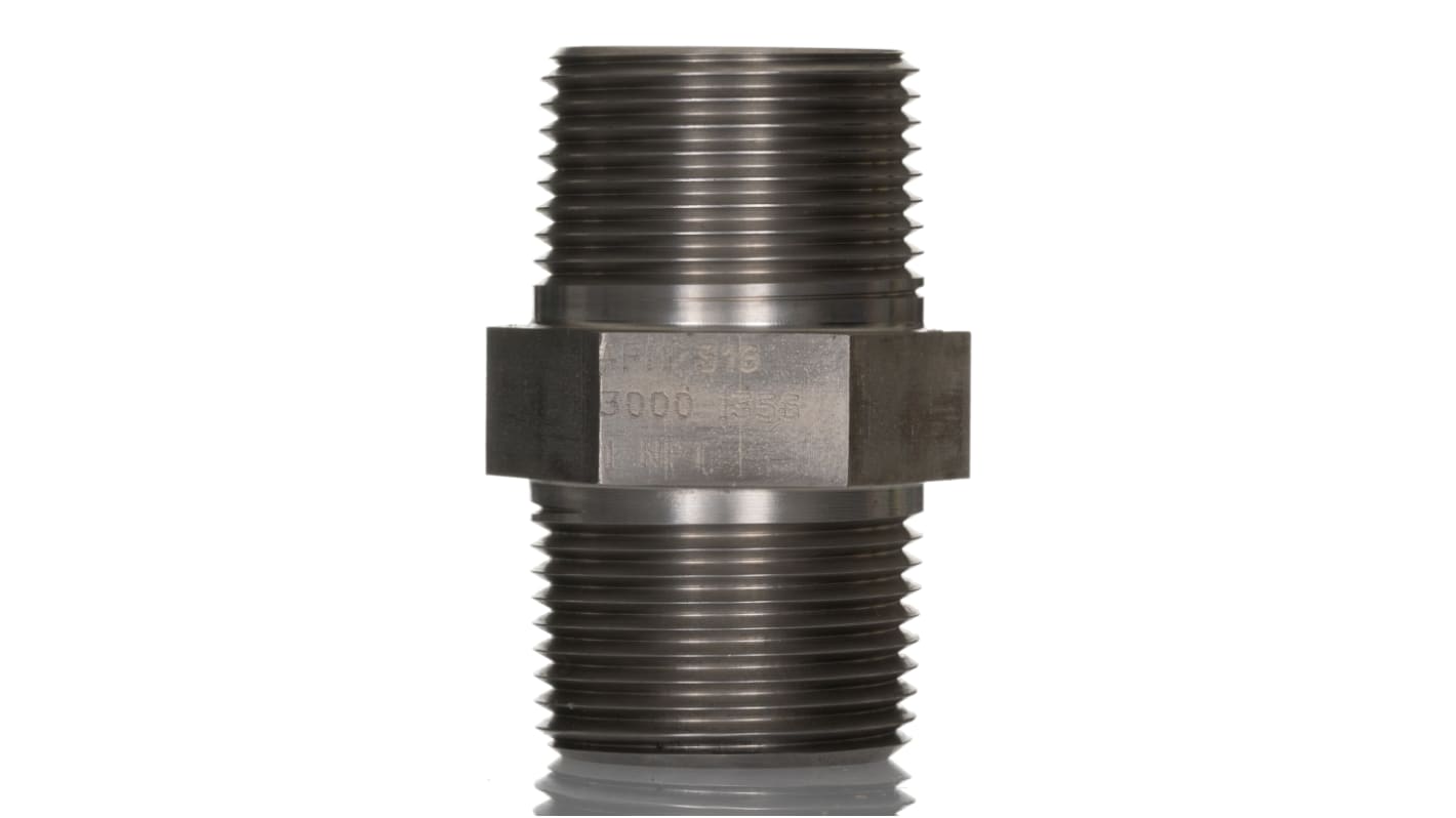 RS PRO Stainless Steel Pipe Fitting Hexagon Nipple Joint, Male NPT 1in x Male NPT 1in