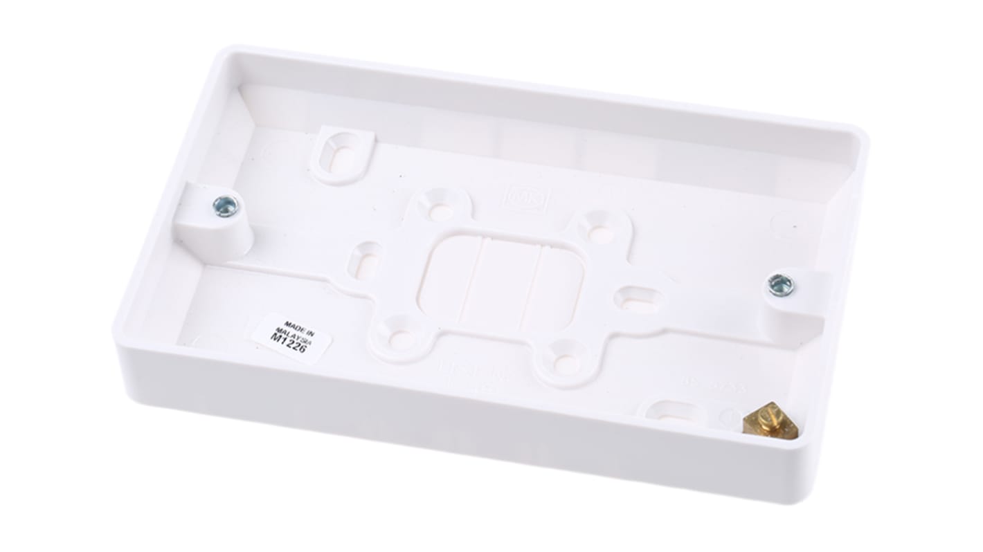 Caja de conexiones MK Electric K2161 WHI, 2 Módulos, Terminal de tierra, 148 x 87 x 16mm