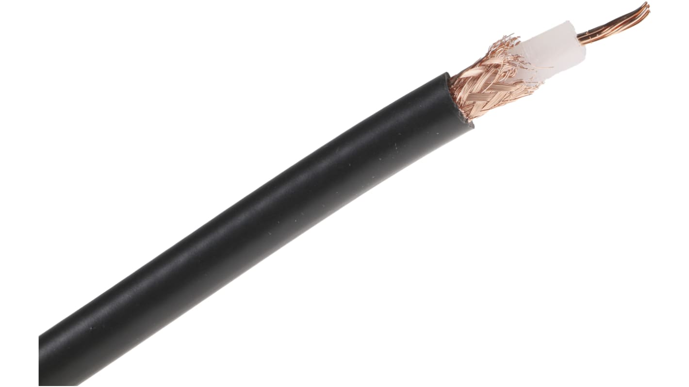 Cable coaxial RG213/U RS PRO, 50 Ω, long. 50m, funda de , funda de PVC Negro