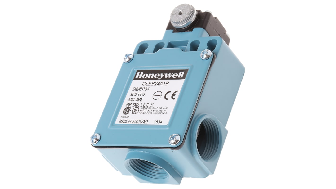 Honeywell GLE Series Limit Switch, 2NO/2NC, IP67, DPDT, Die Cast Zinc Housing, 300V ac Max, 6A Max