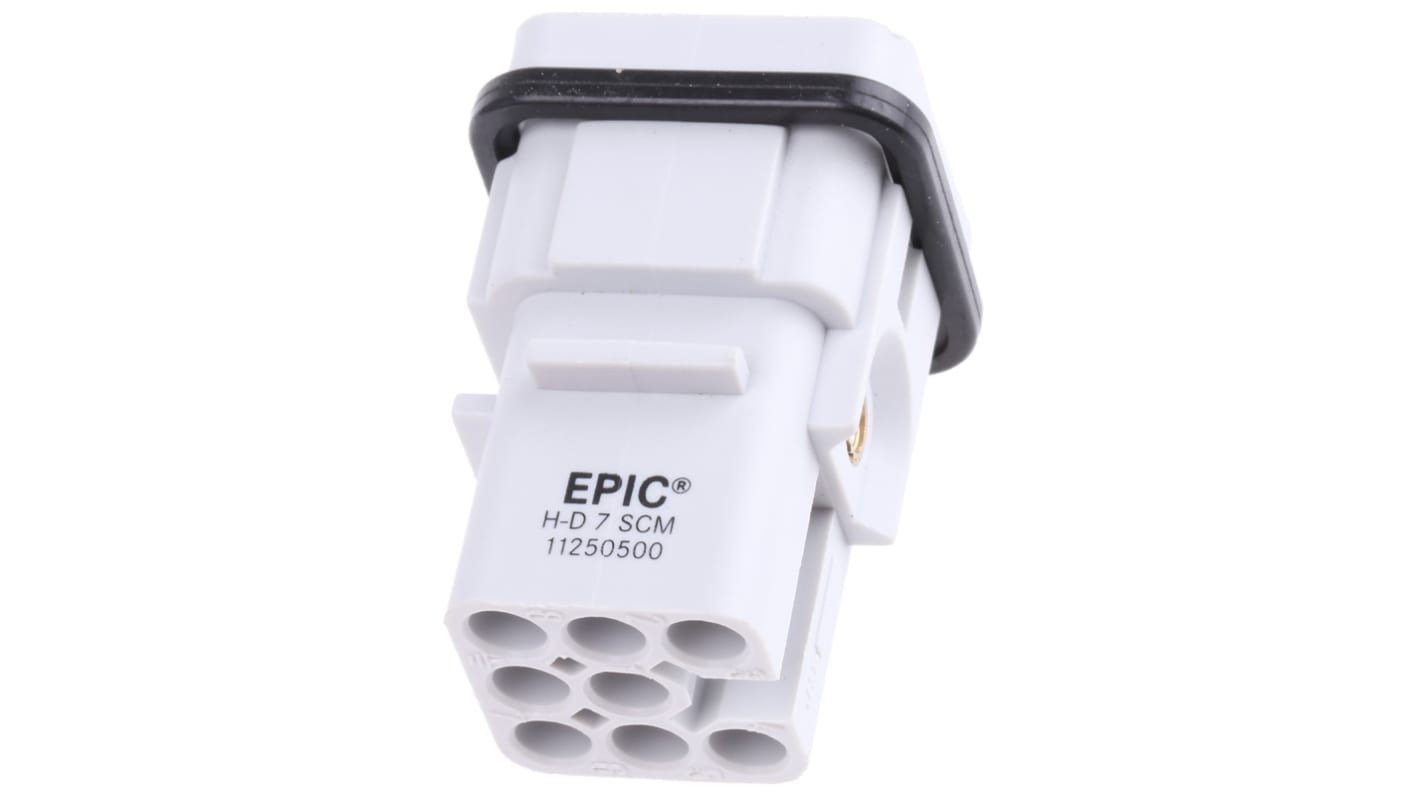 Epic Contact Heavy Duty Power Connector Insert, 10A, Male, H-D Series, 7 Contacts