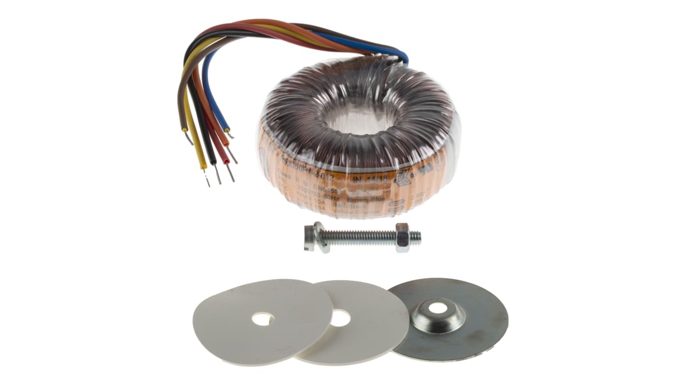 Transformador toroidal Nuvotem Talema, 0050P1-2-012, Tensión 2 x 12V ac, Potencia 50VA, 2 salidas