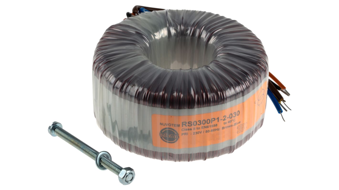 Transformador toroidal Nuvotem Talema, 0300P1-2-025, Tensión 2 x 25V ac, Potencia 300VA, 2 salidas