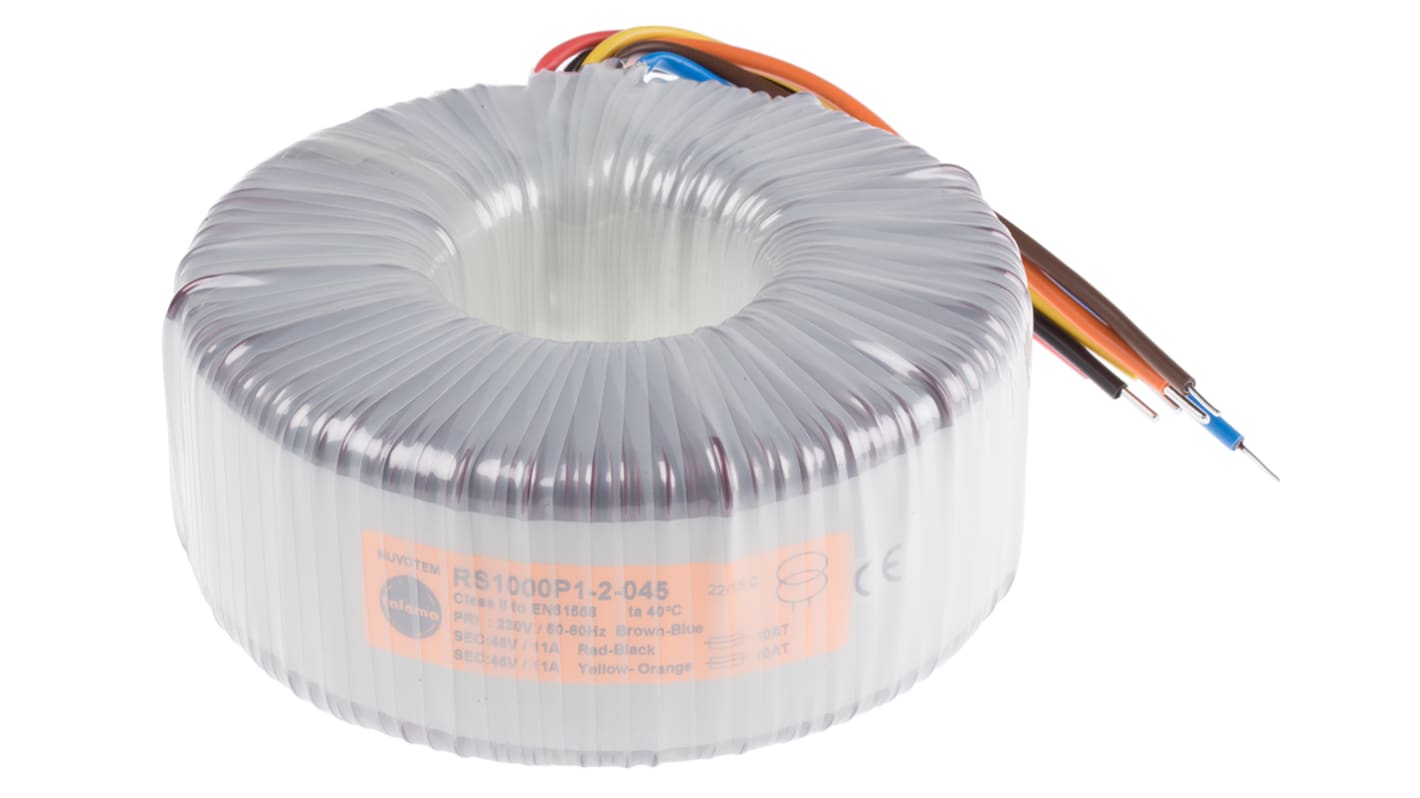 Transformador toroidal Nuvotem Talema, 1000P1-2-045, Tensión 2 x 45V ac, Potencia 1000VA, 2 salidas