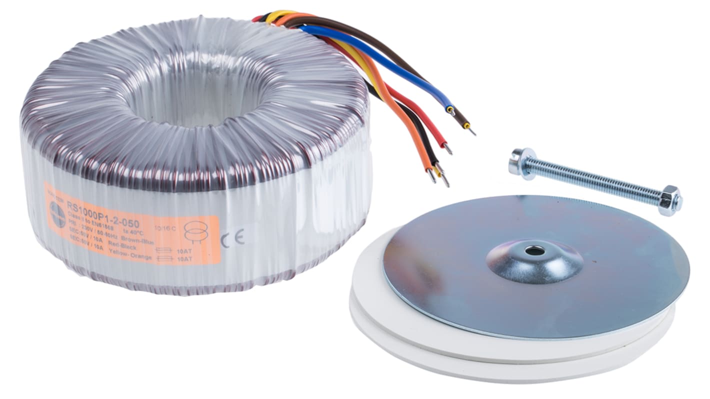 Transformador toroidal Nuvotem Talema, 1000P1-2-050, Tensión 2 x 50V ac, Potencia 1000VA, 2 salidas