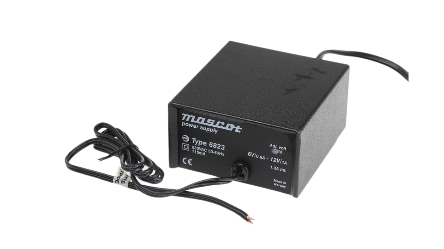 Mascot 12W Power Brick AC/DC Adapter 6 → 12V dc Output, 1 A, 600mA Output