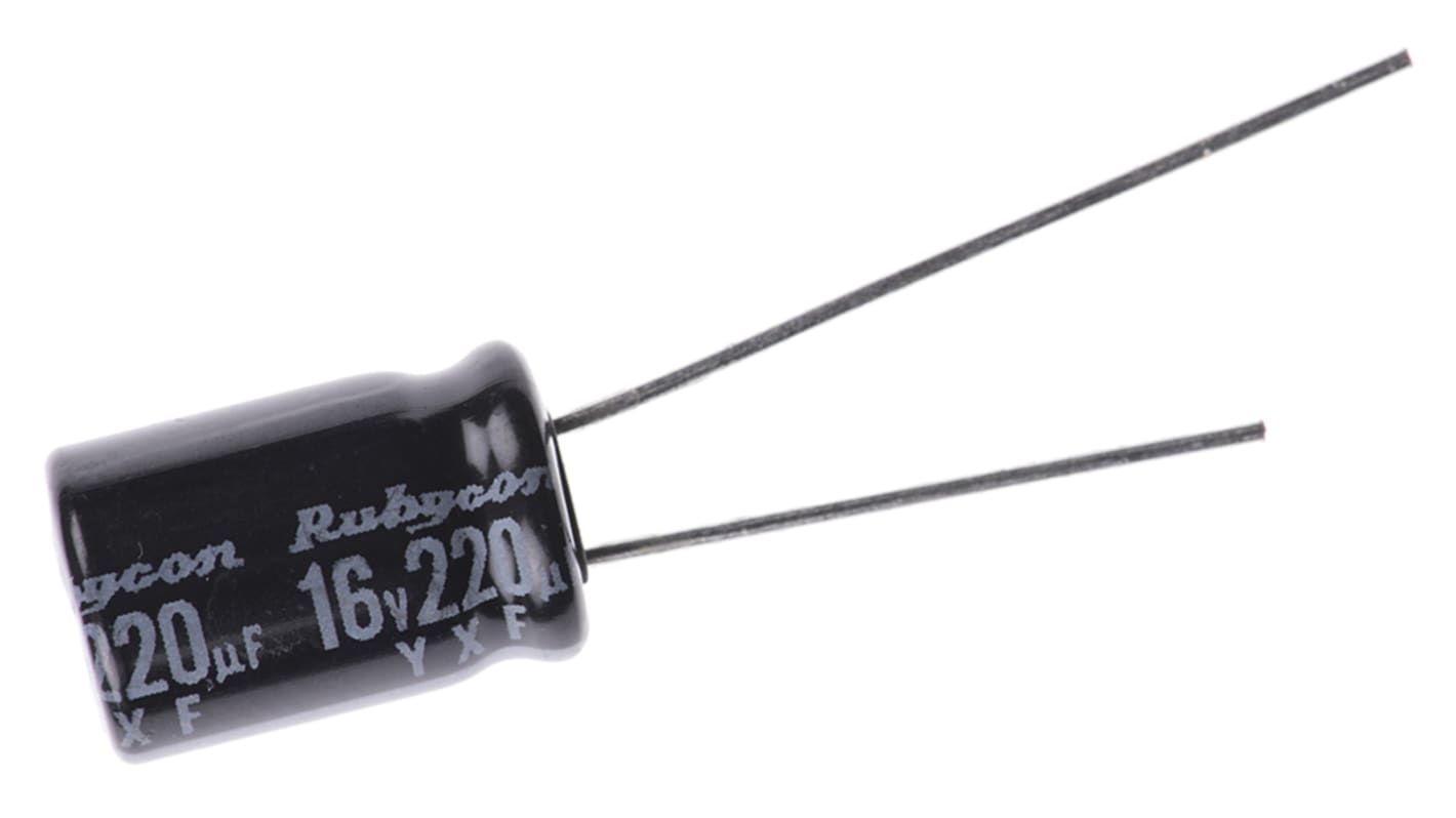 Rubycon 220μF Aluminium Electrolytic Capacitor 16V dc, Radial, Through Hole - 16YXF220M8X11.5