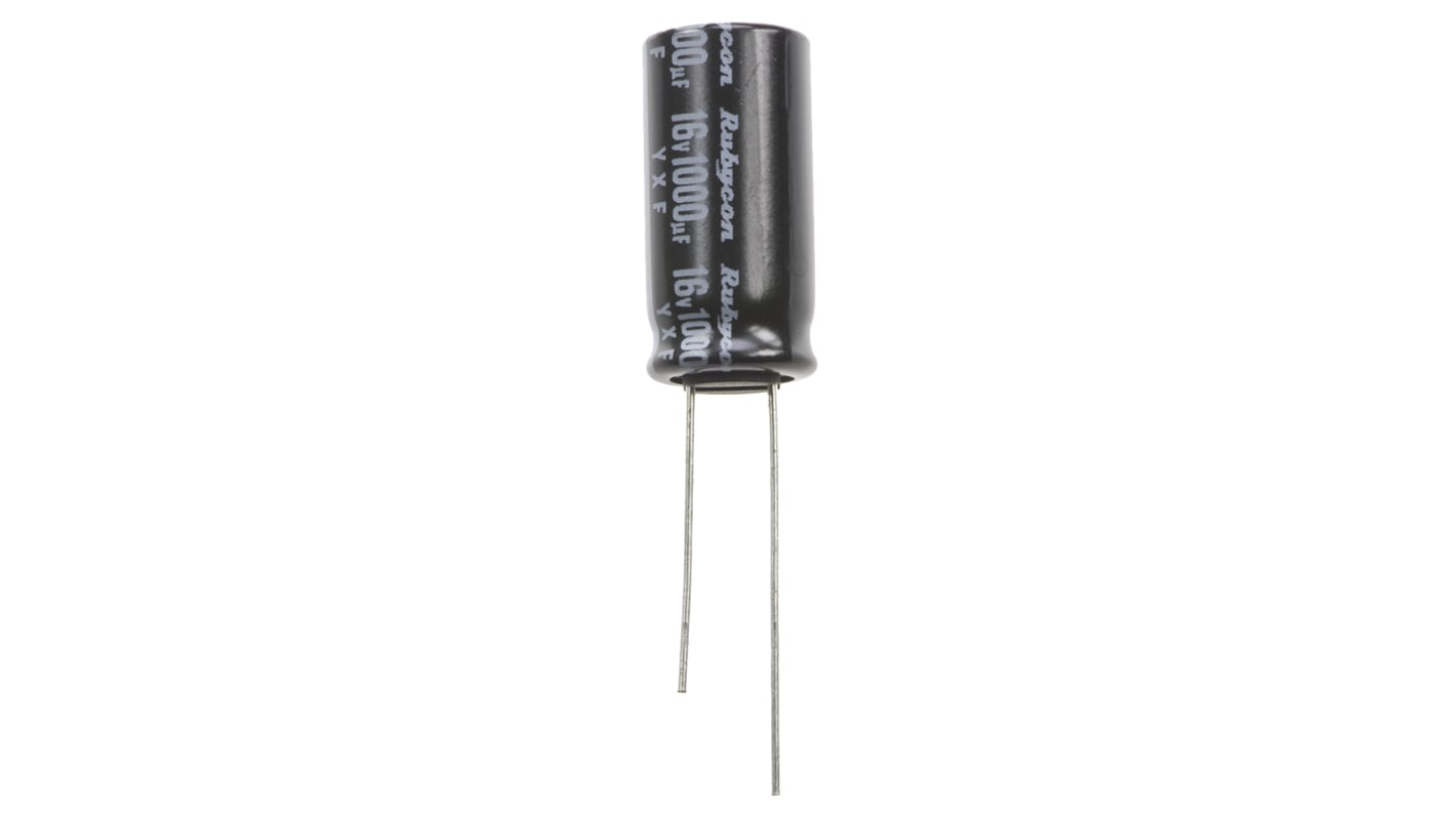 Rubycon YXF, THT Aluminium-Elektrolyt Kondensator 1000μF ±20% / 16V dc, Ø 10mm x 20mm, bis 105°C