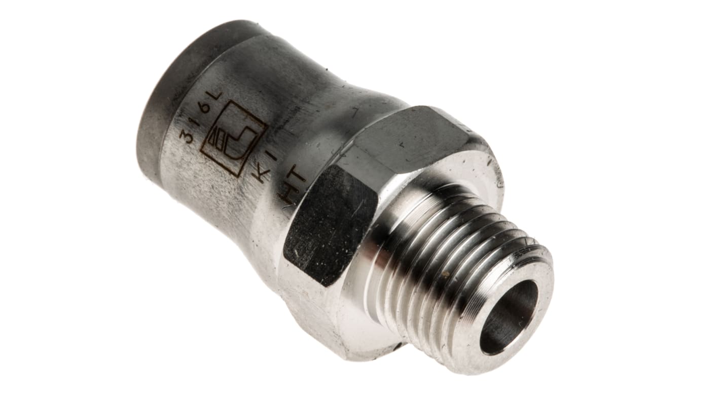 Legris LF3800 Series Straight Threaded Adaptor, R 1/8 Male to Push In 8 mm, Threaded-to-Tube Connection Style