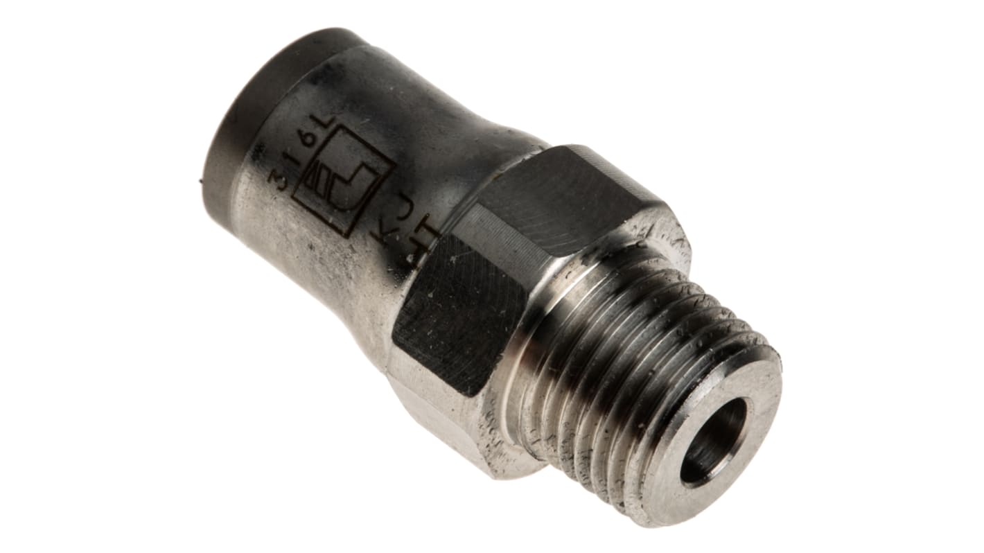 Legris LF3800 Series Straight Threaded Adaptor, R 1/8 Male to Push In 6 mm, Threaded-to-Tube Connection Style