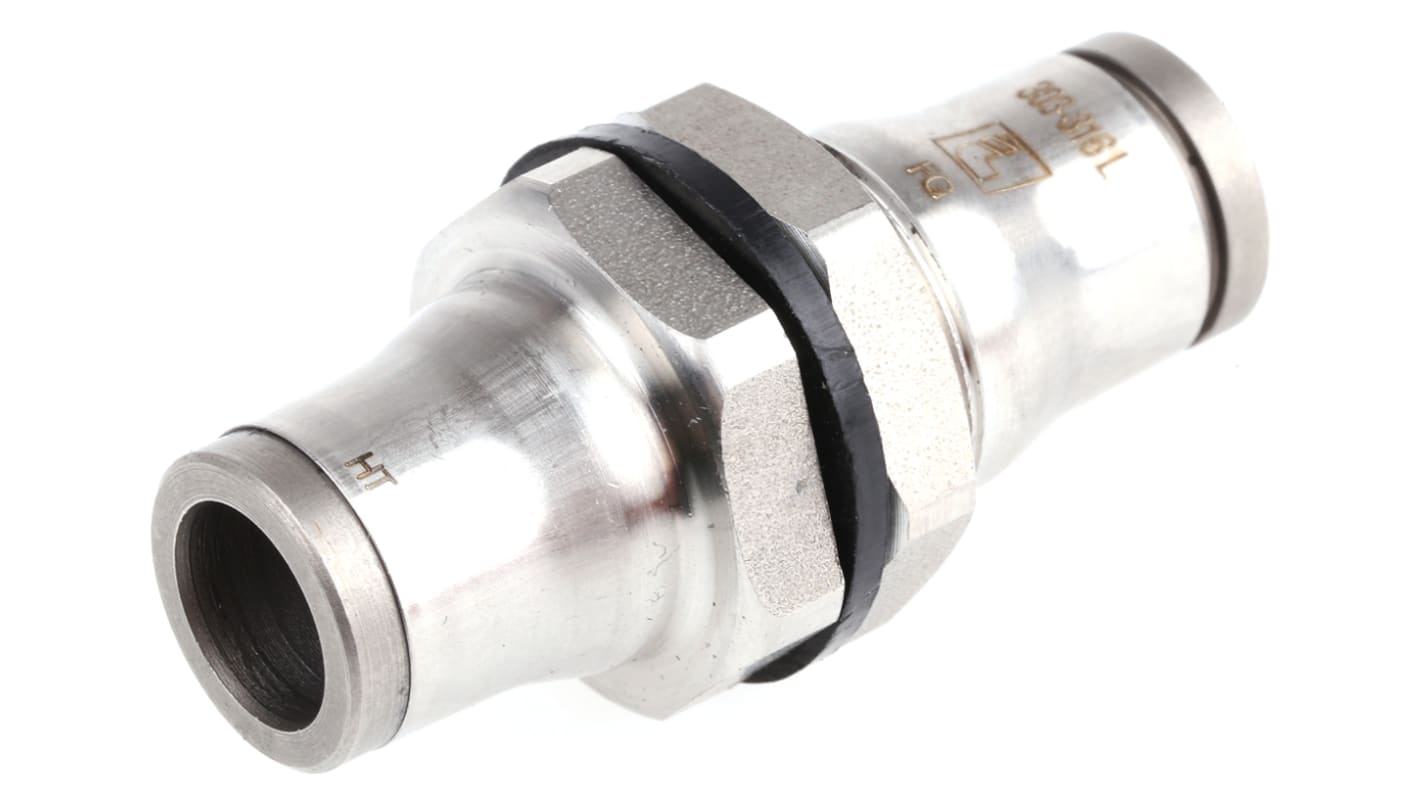 Legris LF3800 Series Bulkhead Tube-to-Tube Adaptor, Push In 8 mm to Push In 8 mm, Tube-to-Tube Connection Style