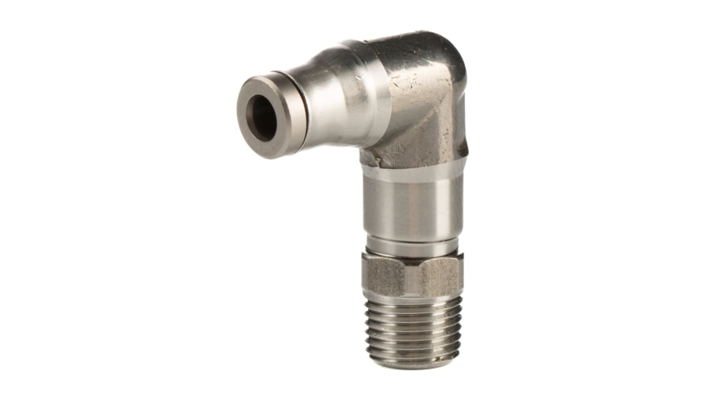 Legris LF3800 Series Elbow Threaded Adaptor, R 1/8 Male to Push In 4 mm, Threaded-to-Tube Connection Style