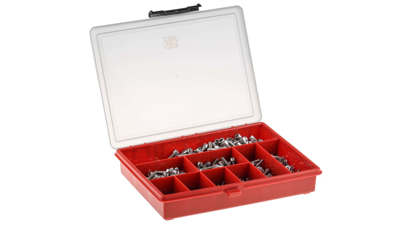 Kit de tornillos allen M3, M4, M5, M6 de Acero Inoxidable con huella Casquillo Hexagonal RS PRO, contiene 545 piezas