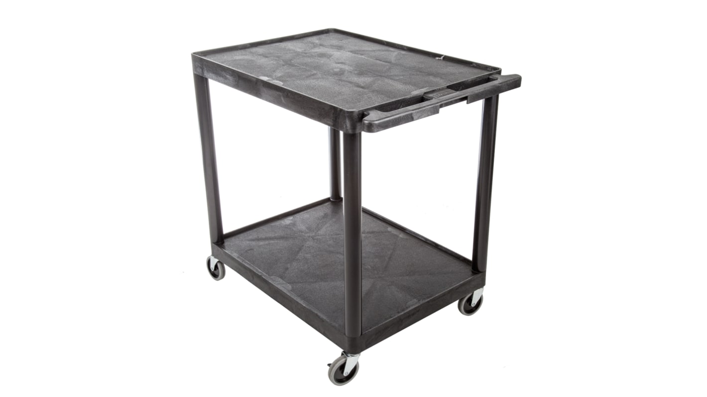 RS PRO 2 Shelf PE Trolley Trolley, 810 x 610mm, 180kg Load