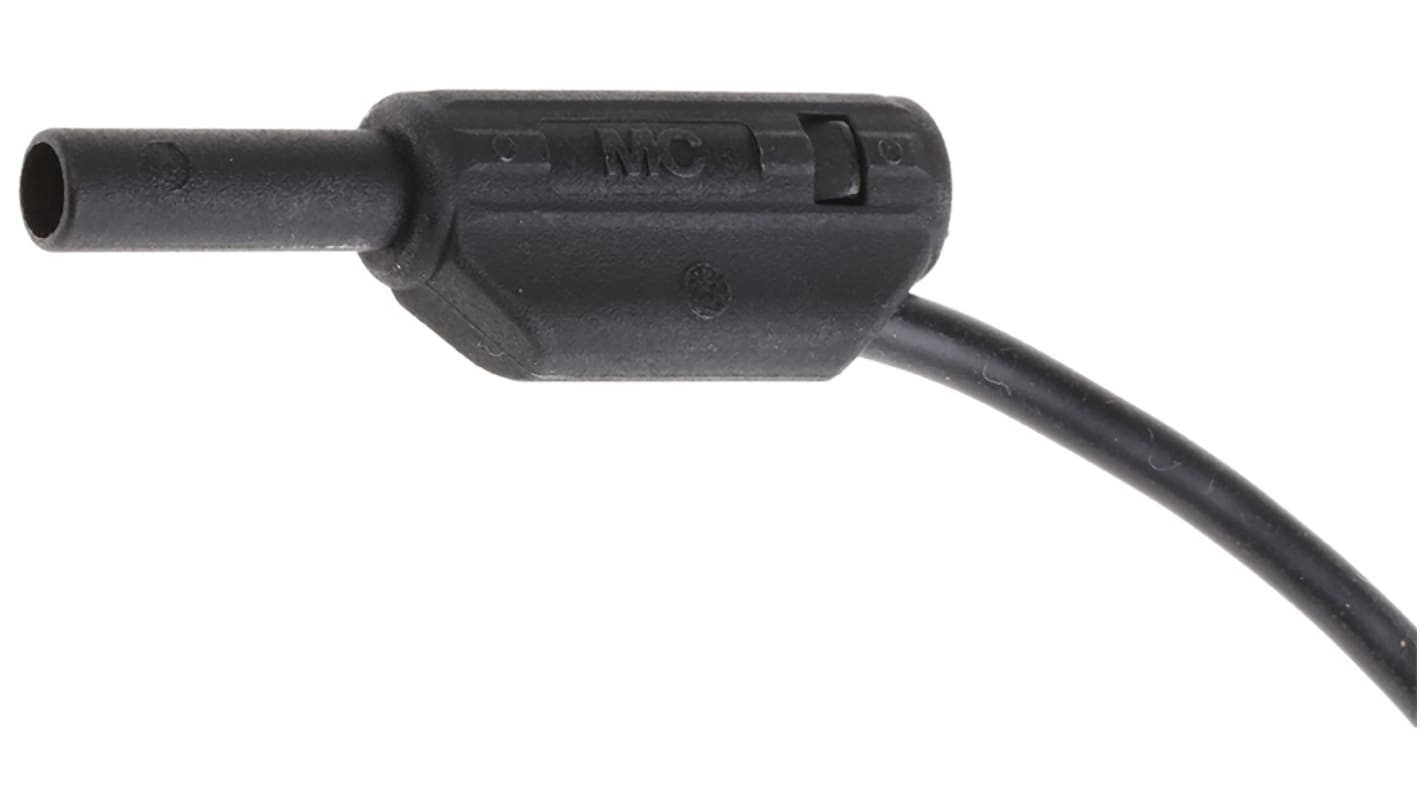 Cavo di prova da 2 mm Staubli, Maschio-Maschio, 10A, 600V, col. Nero, 1m