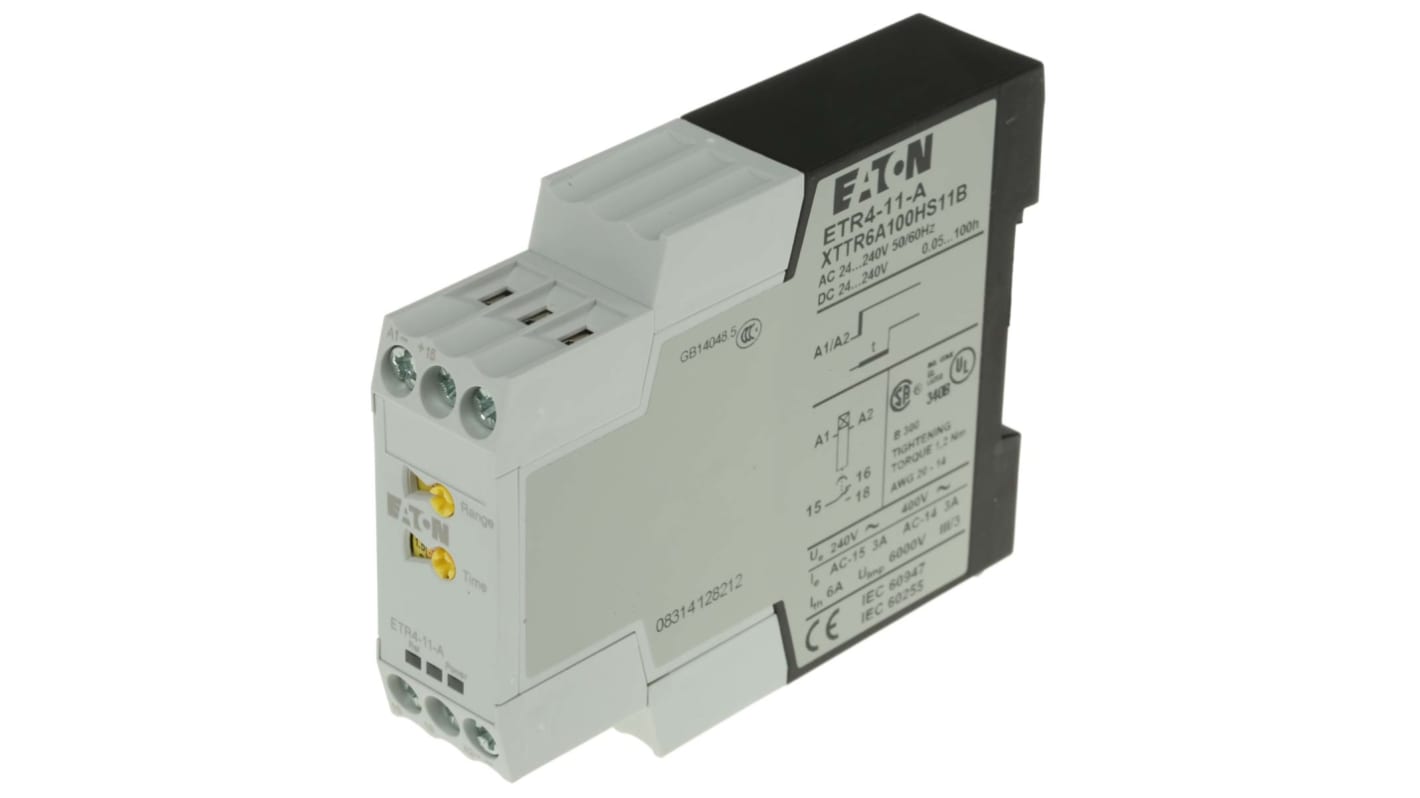 Eaton Eaton Moeller Series DIN Rail Mount Timer Relay, 24 → 240V ac/dc, 1-Contact, 0.05 s → 60h,