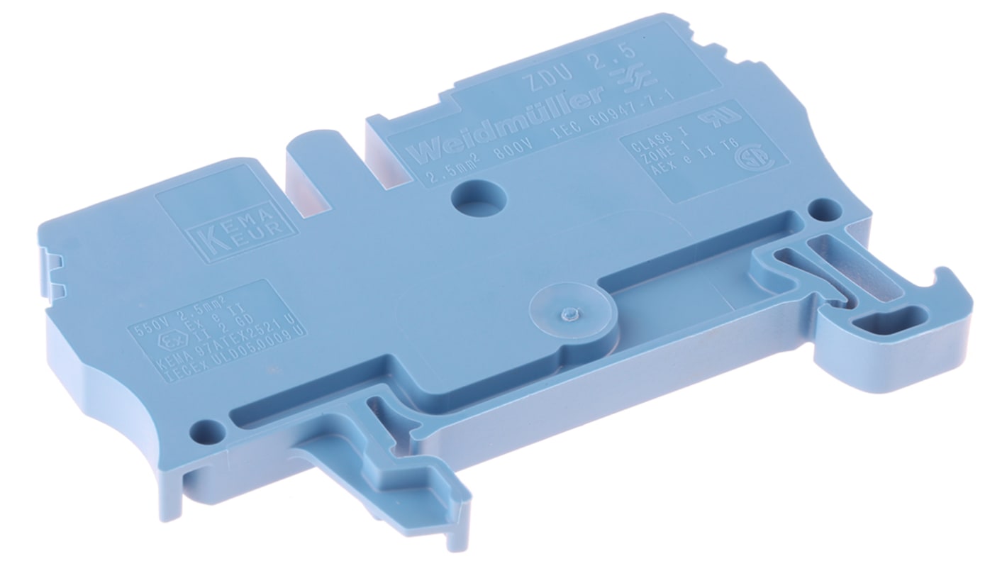 Weidmuller ZDU Series Blue Feed Through Terminal Block, 2.5mm², Single-Level, Clamp Termination