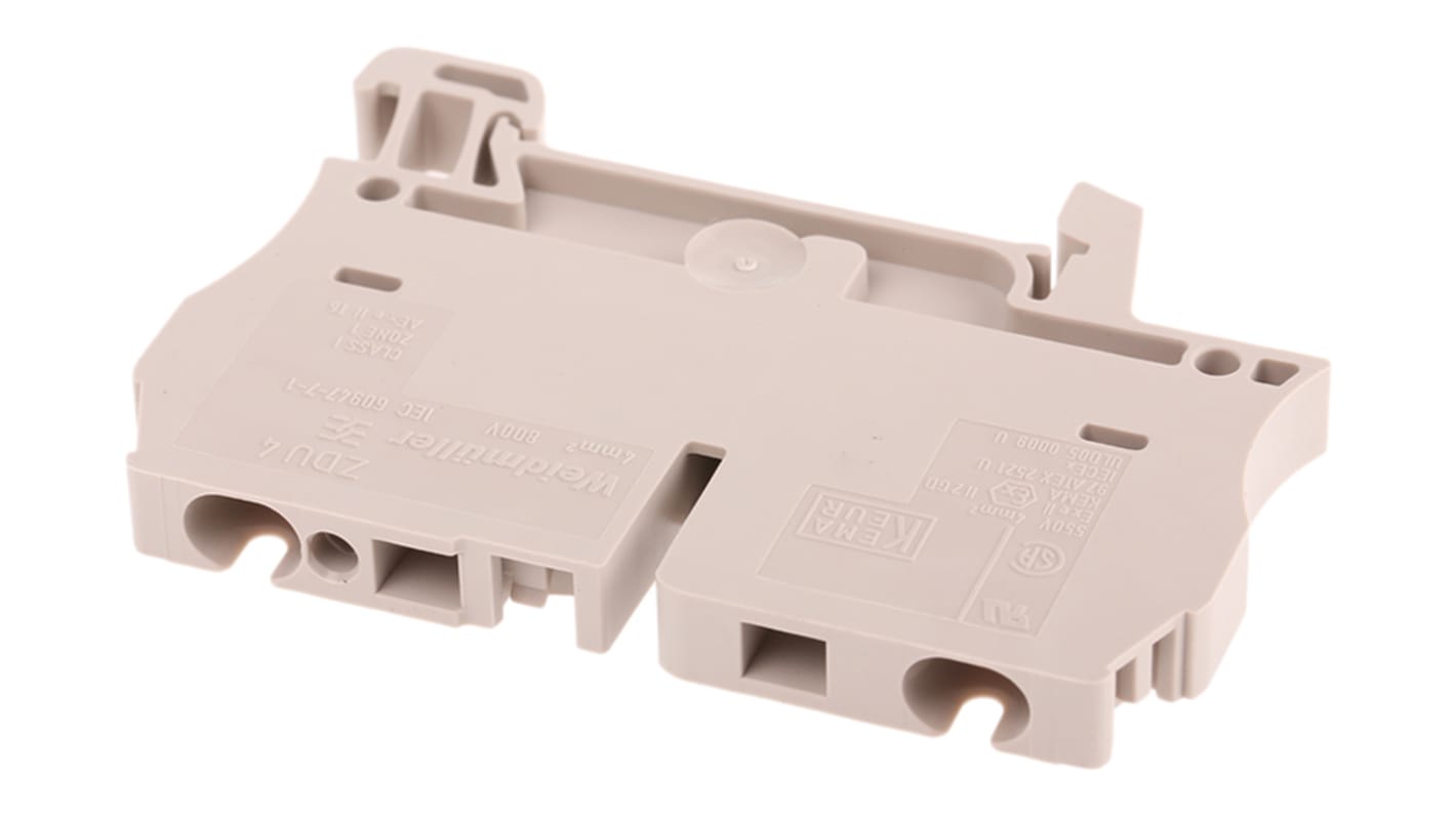 Weidmuller ZDU Series Brown Feed Through Terminal Block, 4mm², Single-Level, Clamp Termination