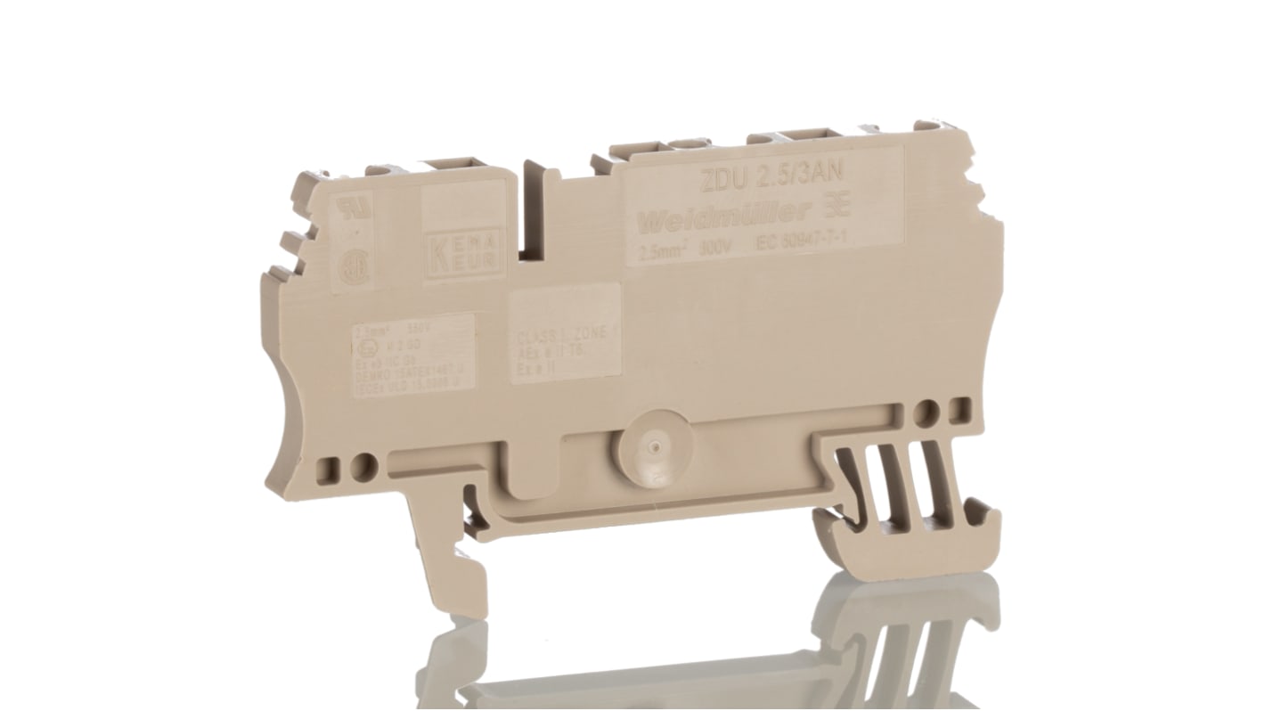 Weidmüller ZDU Series Brown Feed Through Terminal Block, 2.5mm², Single-Level, Clamp Termination