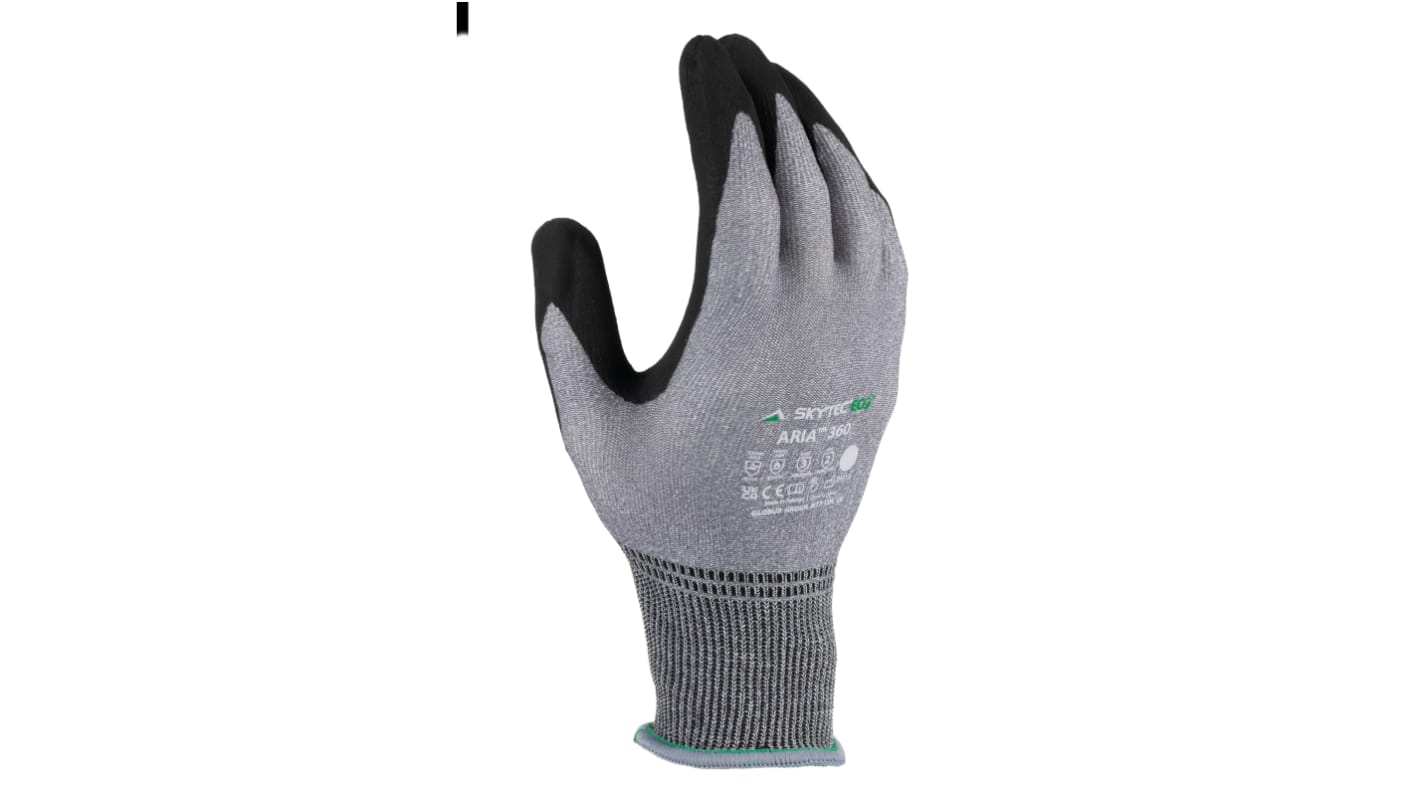 Skytec Aria 360 Black/Grey Work Gloves, Nitrile Coating