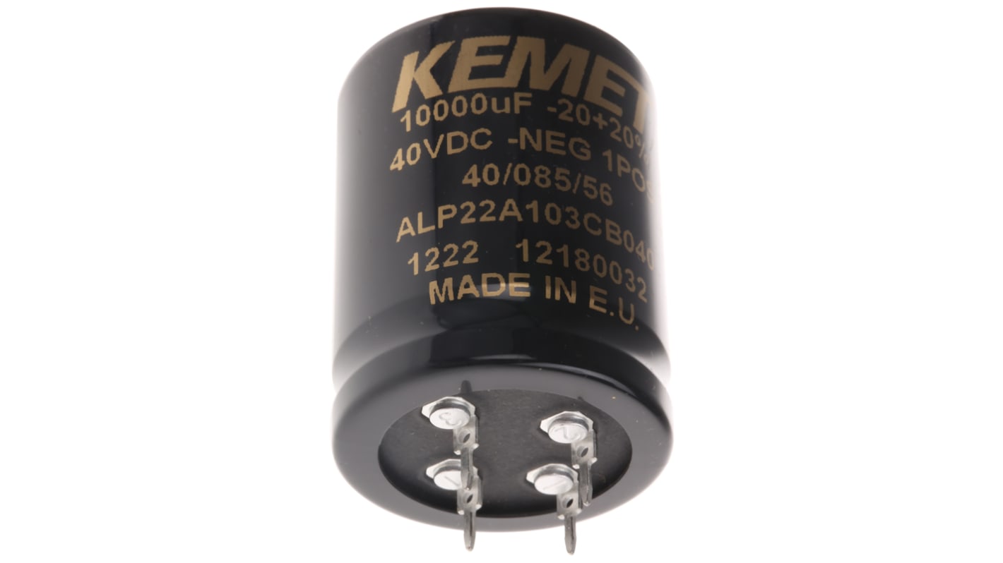 KEMET 10000μF Aluminium Electrolytic Capacitor 40V dc, PCB Mount - ALP22A103CB040