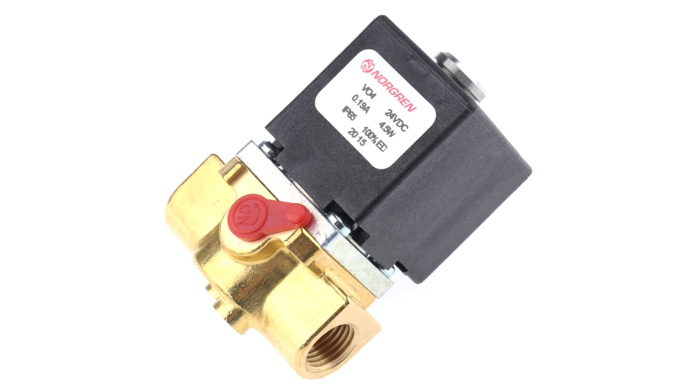 Elettrovalvole per pneumatica Norgren, G 1/4, funzione 2/2, azionamento Solenoide/Molla, 24V cc