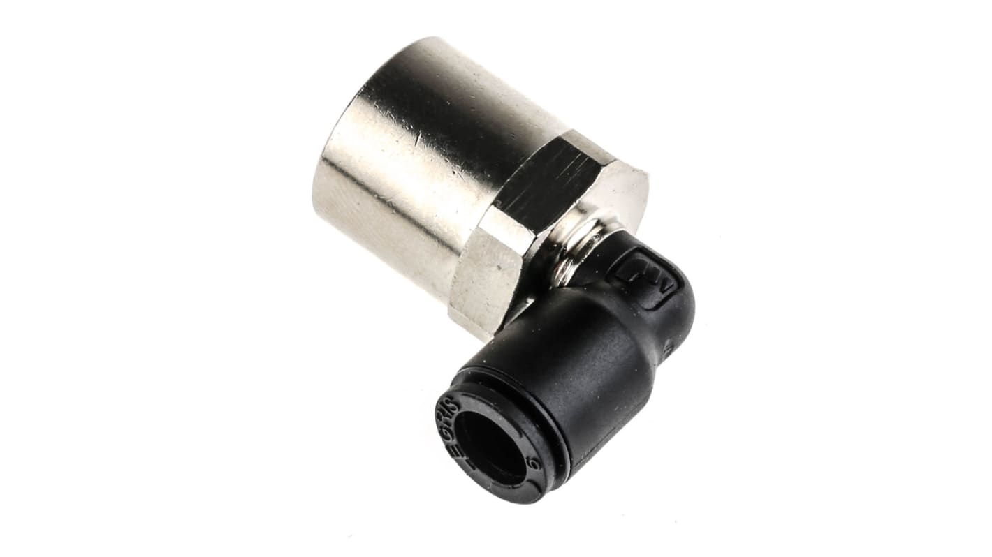 Legris LF3000 Series Elbow Threaded Adaptor, G 1/4 Female to Push In 6 mm, Threaded-to-Tube Connection Style